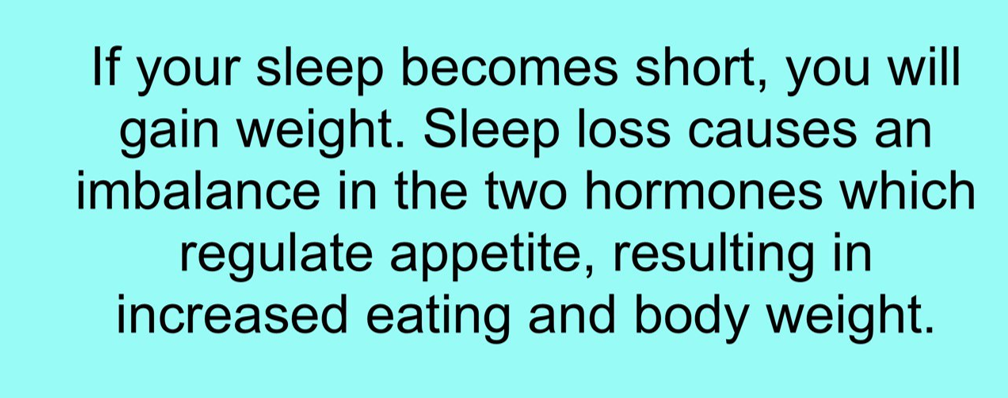 If your sleep becomes short, you will gain weight